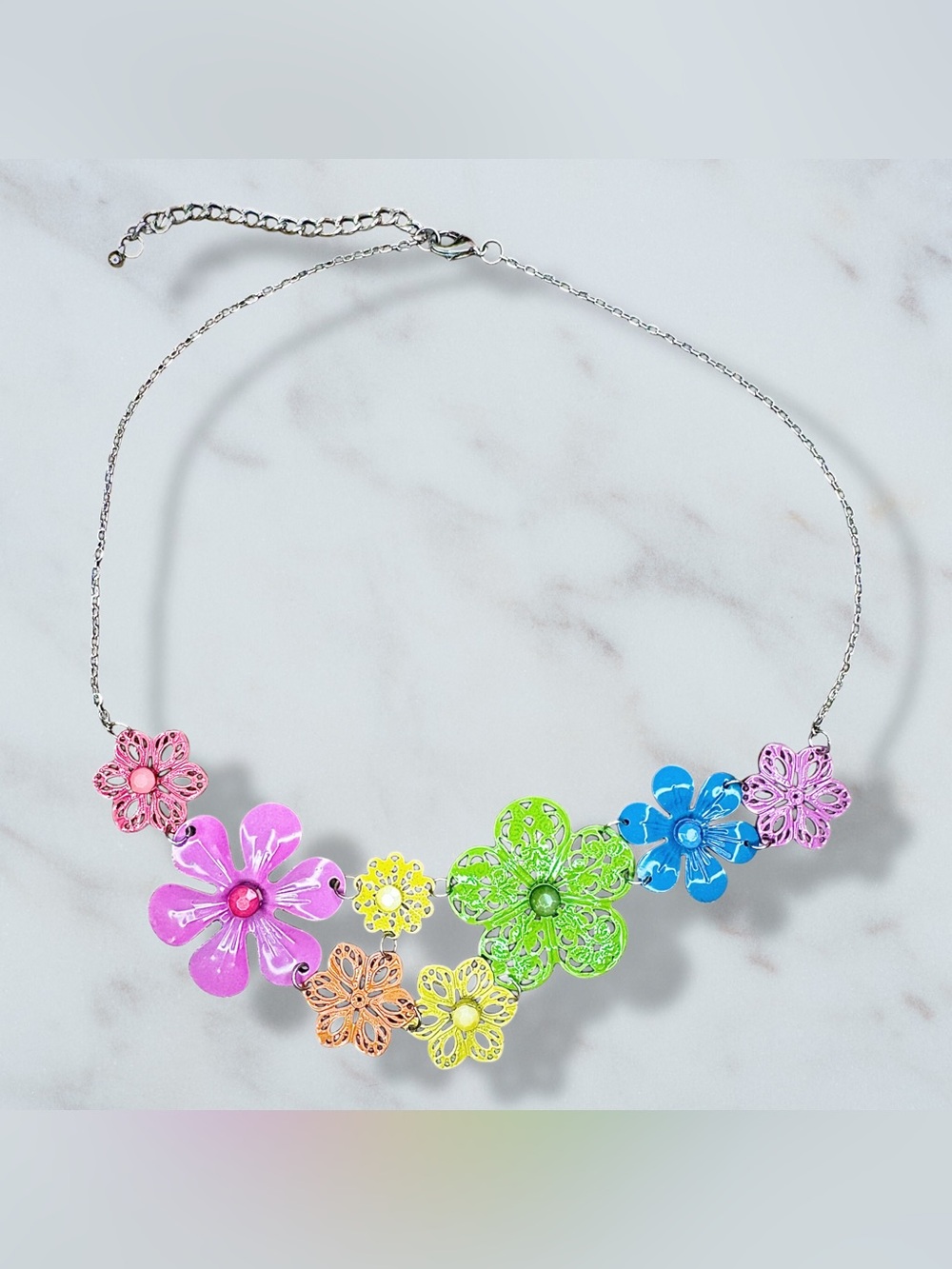 Rainbow Floral Statement Necklace